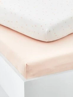 Devant -Moulin Roty Soldes Boutique lot de 2 draps housses bebe en coton 1